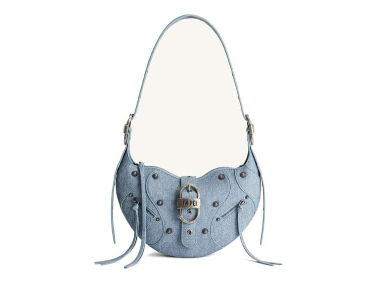 JW PEI Tessa Denim Embossed Shoulder Bag Blue