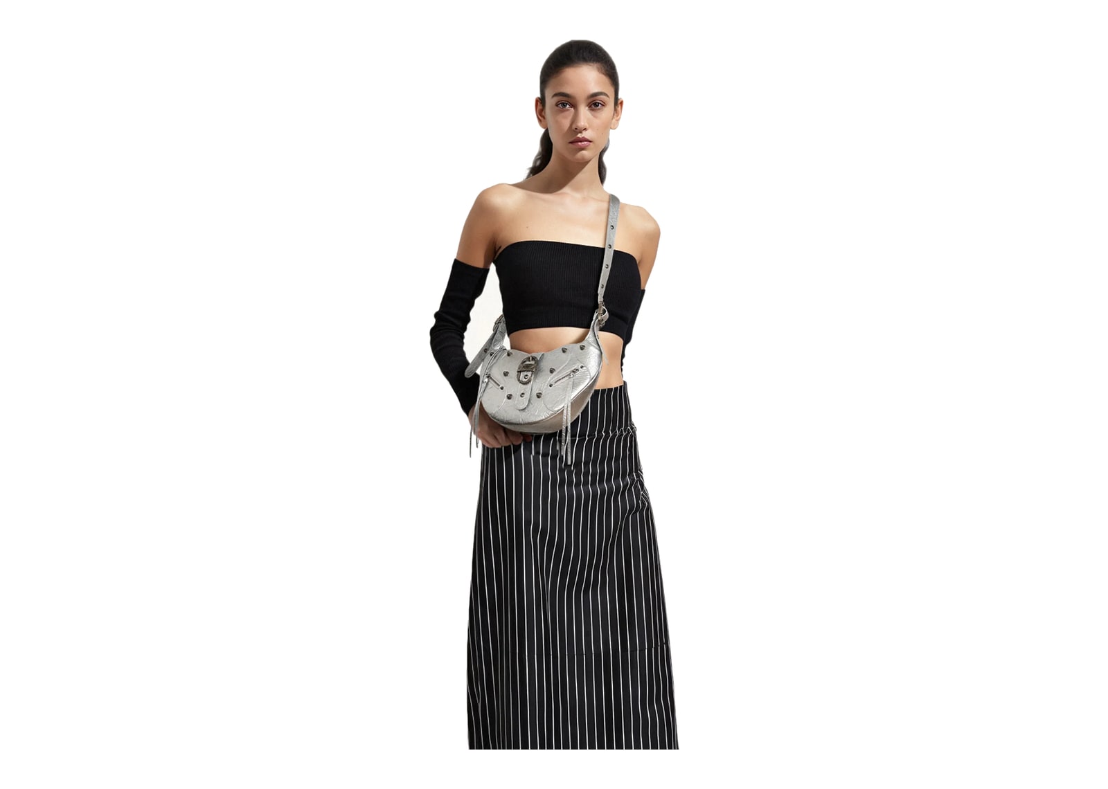JW PEI Tessa Metallic Pleating Shoulder Bag Silver