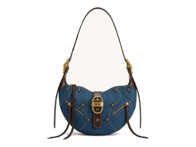 JW PEI Tessa Studded Shoulder Bag Blue Denim