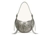 JW PEI Tessa Studded Shoulder Bag Cement Grey Croc