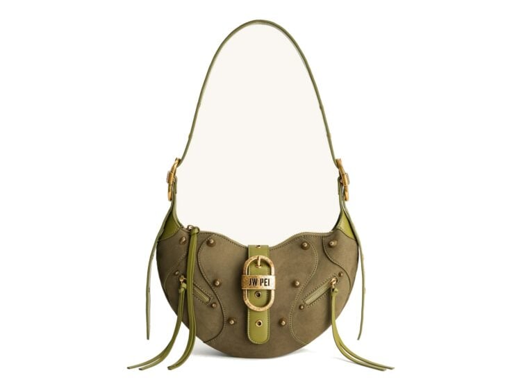 JW PEI Tessa Suede Shoulder Bag Dark Olive