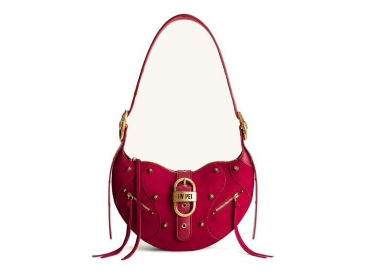 JW PEI Tessa Suede Shoulder Bag Deep Magenta