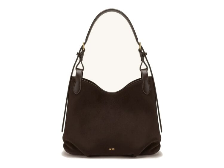 JW PEI Velora Faux Suede Slouchy Shoulder Bag Dark Brown