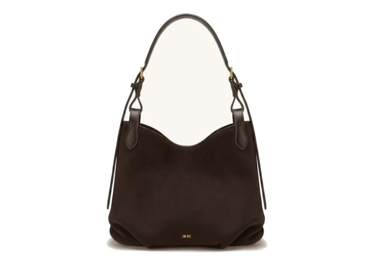 JW PEI Velora Faux Suede Slouchy Shoulder Bag Dark Brown