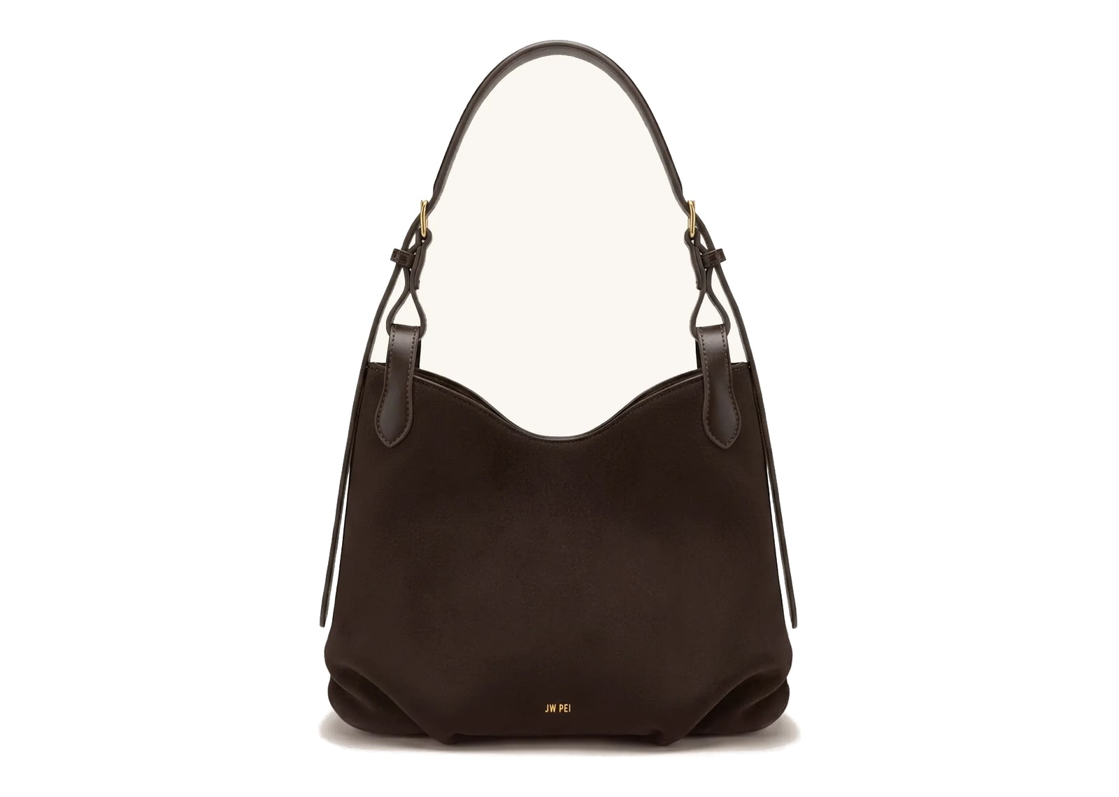 JW PEI Velora Faux Suede Slouchy Shoulder Bag Dark Brown