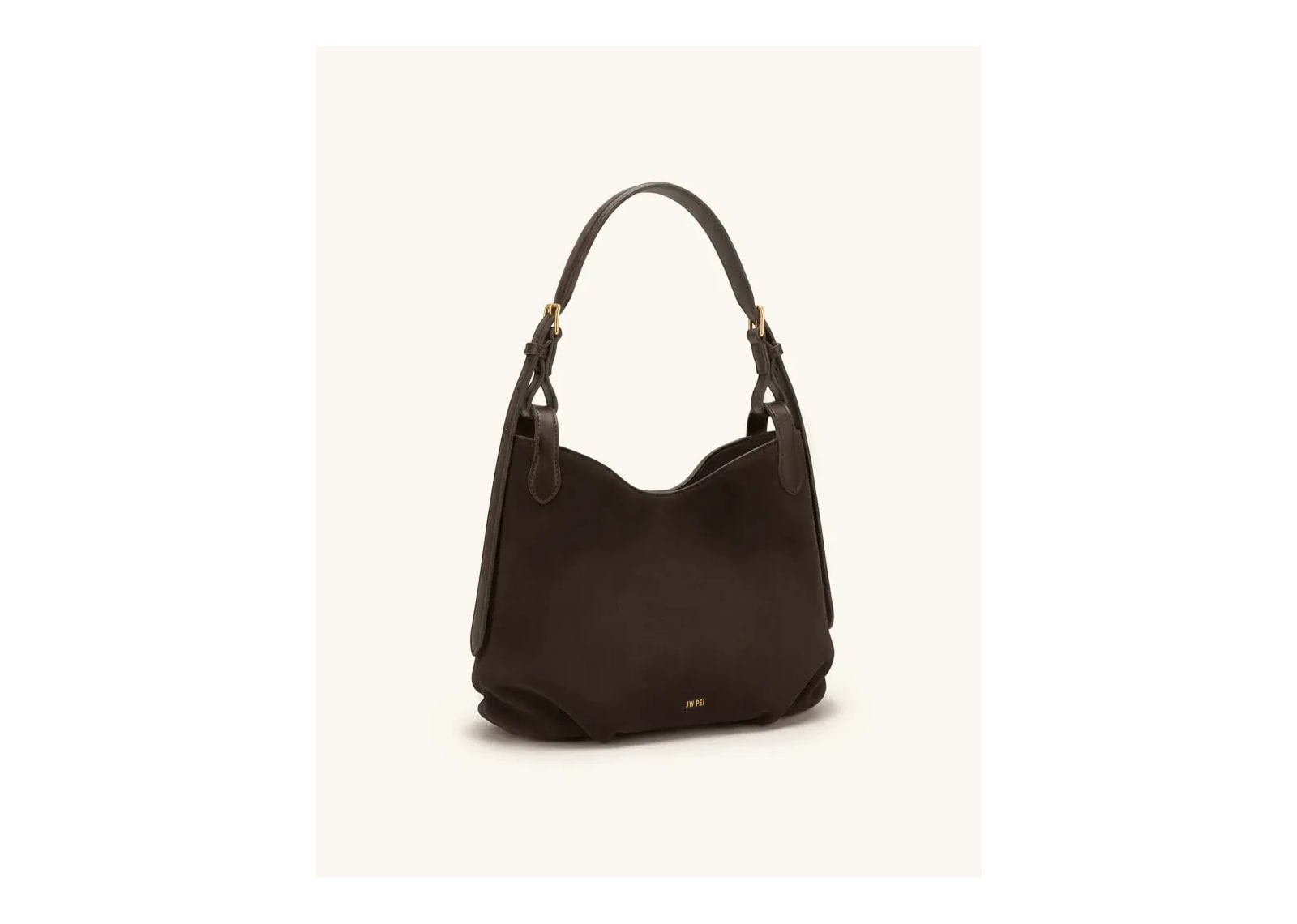 JW PEI Velora Faux Suede Slouchy Shoulder Bag Dark Brown - görsel 2