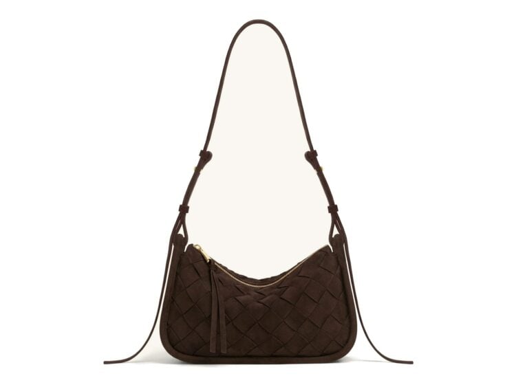 JW PEI Zirelle Woven Faux Suede Hobo Bag Brown