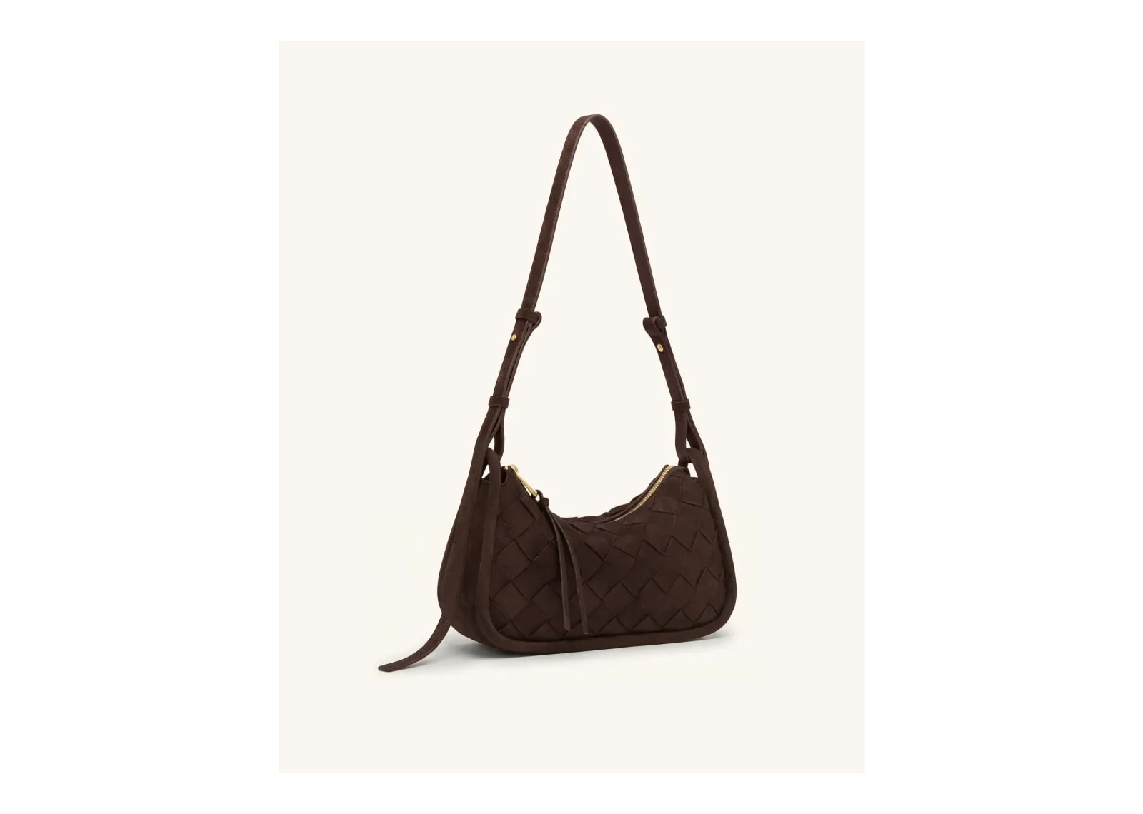 JW PEI Zirelle Woven Faux Suede Hobo Bag Brown - görsel 2