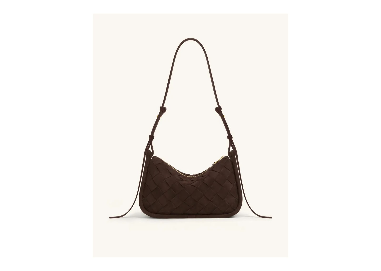JW PEI Zirelle Woven Faux Suede Hobo Bag Brown - görsel 3