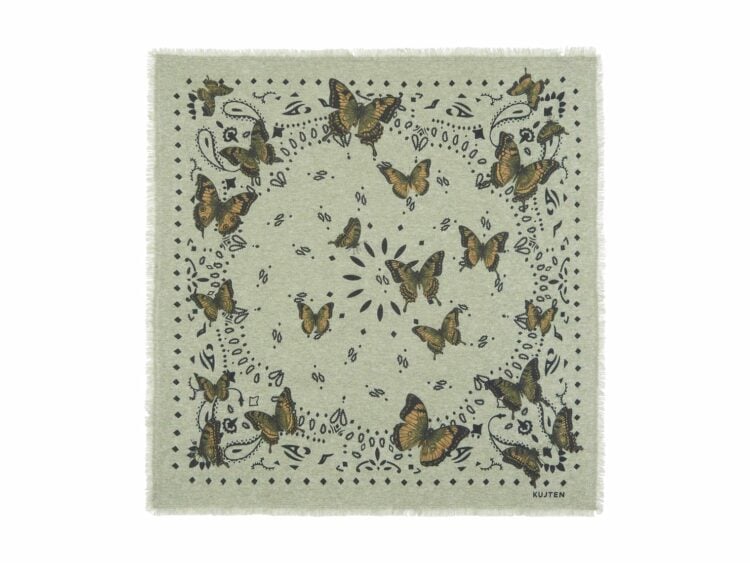 Kujten Large Bandana Hachiko Butterfly Oat Green