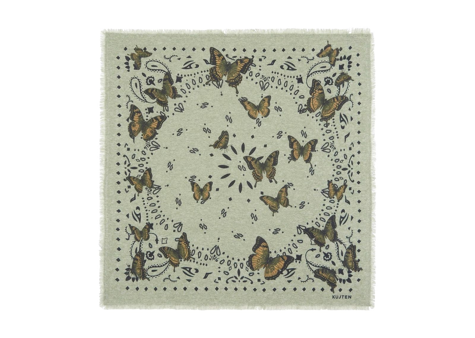 Kujten Large Bandana Hachiko Butterfly Oat Green
