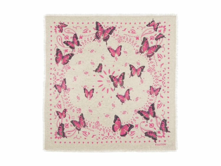 Kujten Large Bandana Hachiko Butterfly Oats White