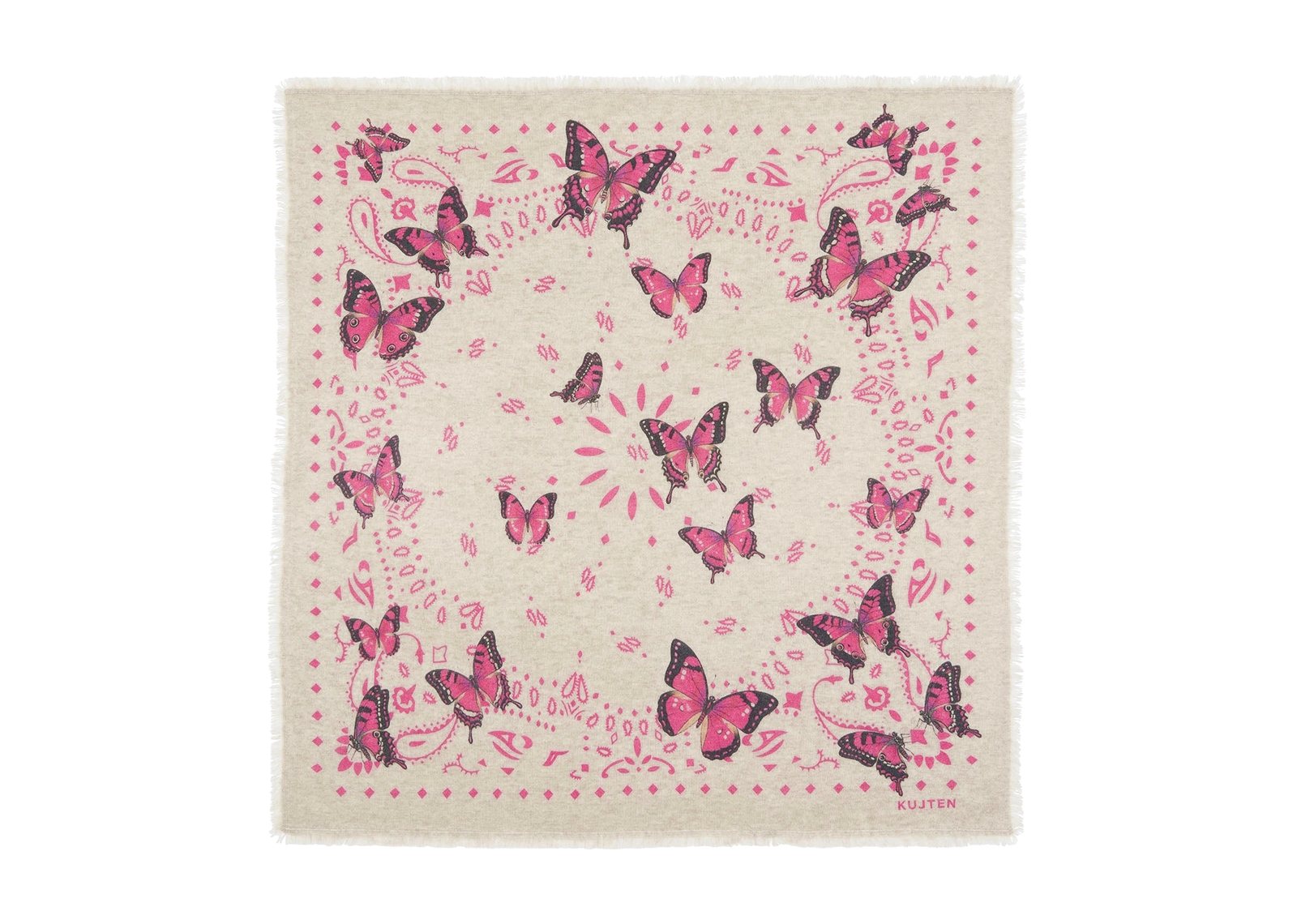 Kujten Large Bandana Hachiko Butterfly Oats White