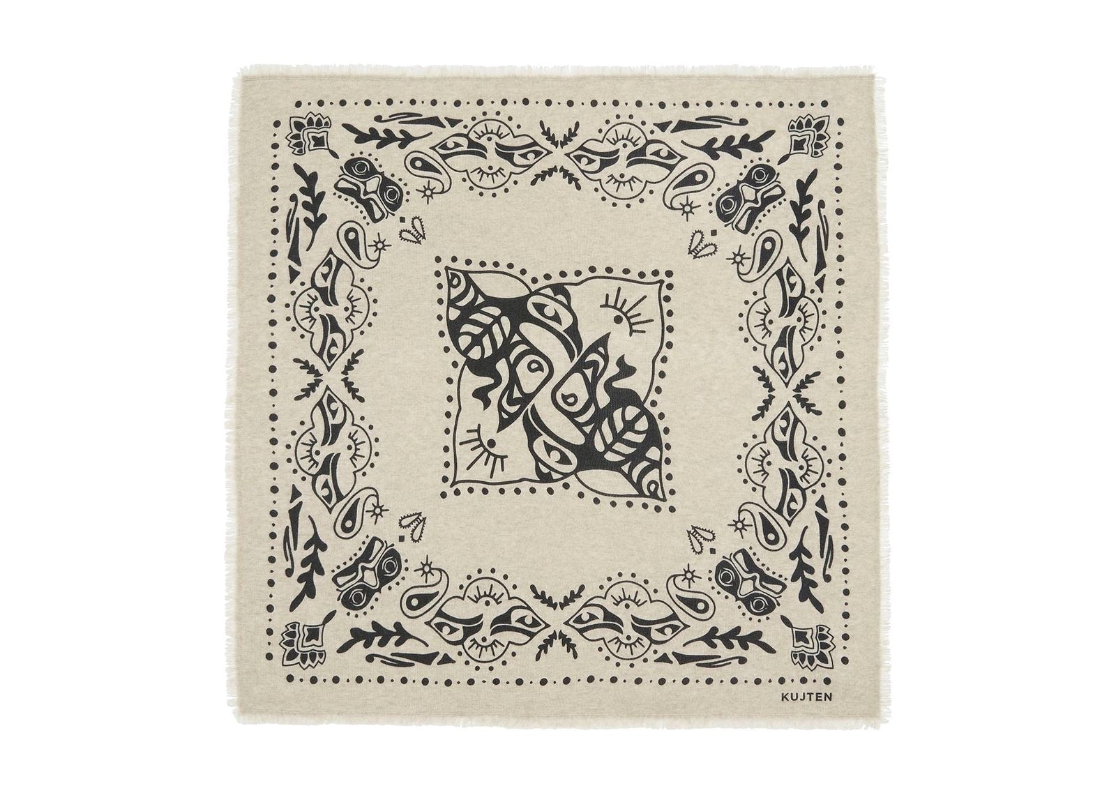 Kujten Large Bandana Hachiko Inuit Oats White