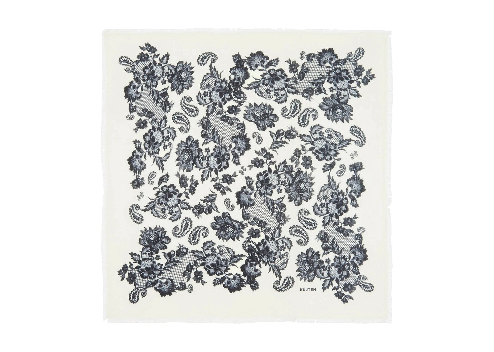 Kujten Large Bandana Hachiko Lace White – Black