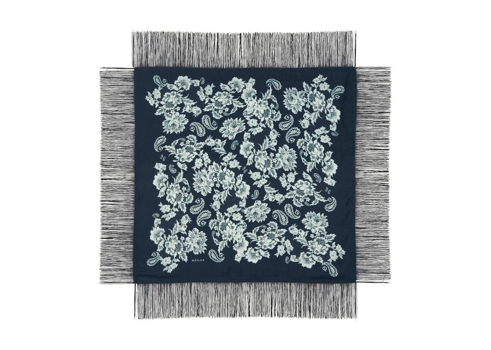 Kujten Large Bandana Helia Lace Fringes Black