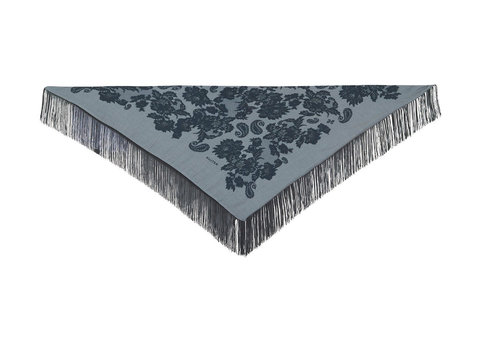 Kujten Small Bandana Heli Lace Fringes Flannel Grey