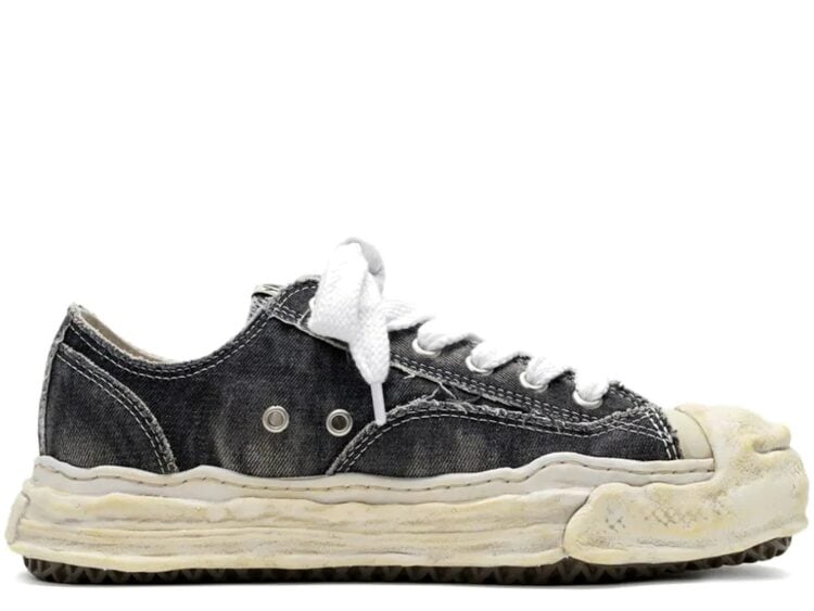 Maison Mihara Yasuhiro Hank OG Sole Bleach-Wash Denim Canvas Low Black