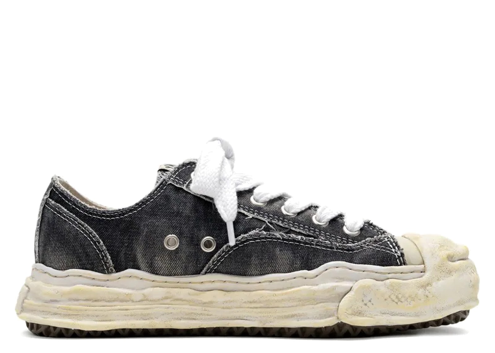 Maison Mihara Yasuhiro Hank OG Sole Bleach-Wash Denim Canvas Low Black