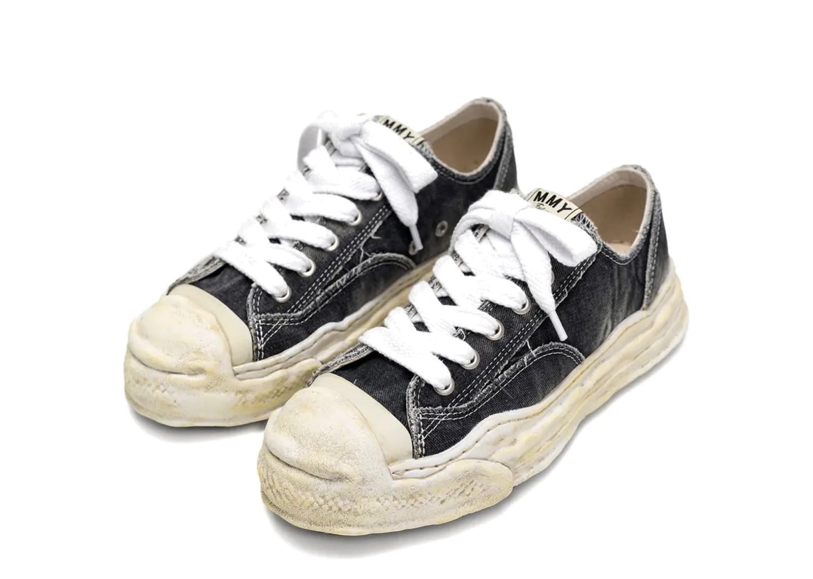 Maison Mihara Yasuhiro Hank OG Sole Bleach-Wash Denim Canvas Low Black - görsel 2