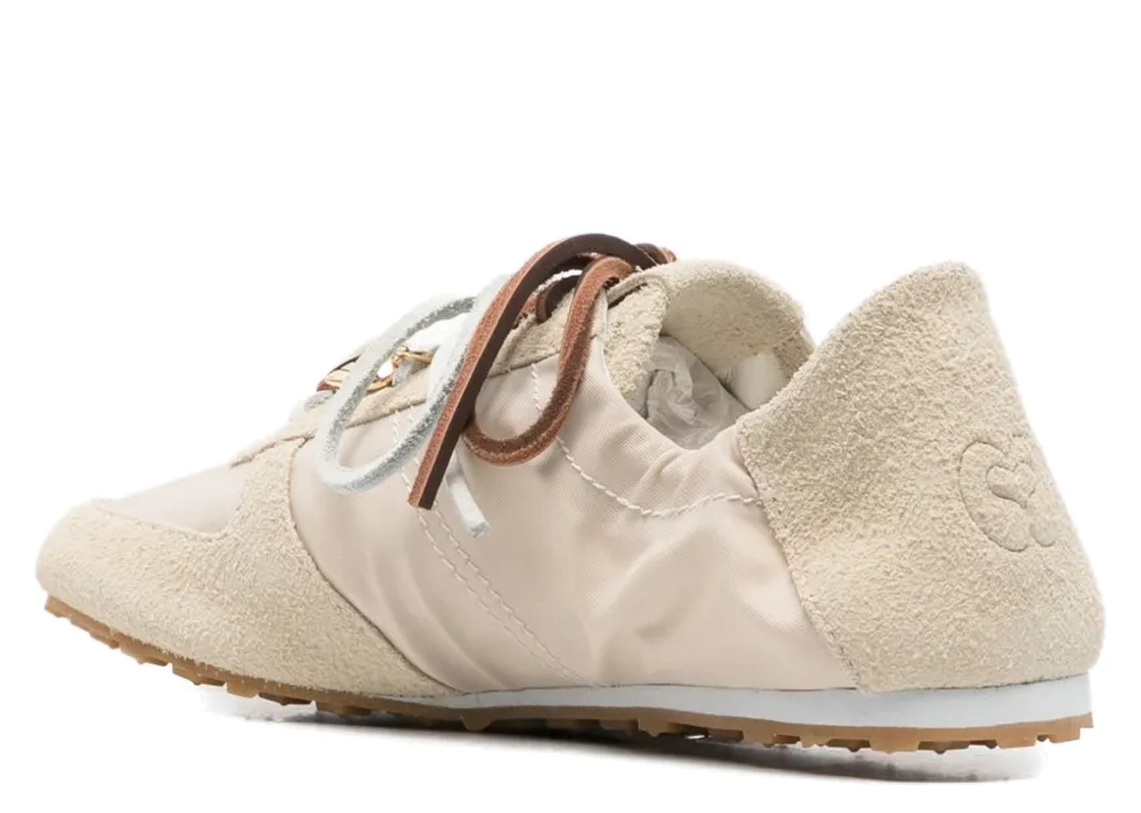 Maje Bead-Embellished Lace-Up Sneakers Beige - görsel 3