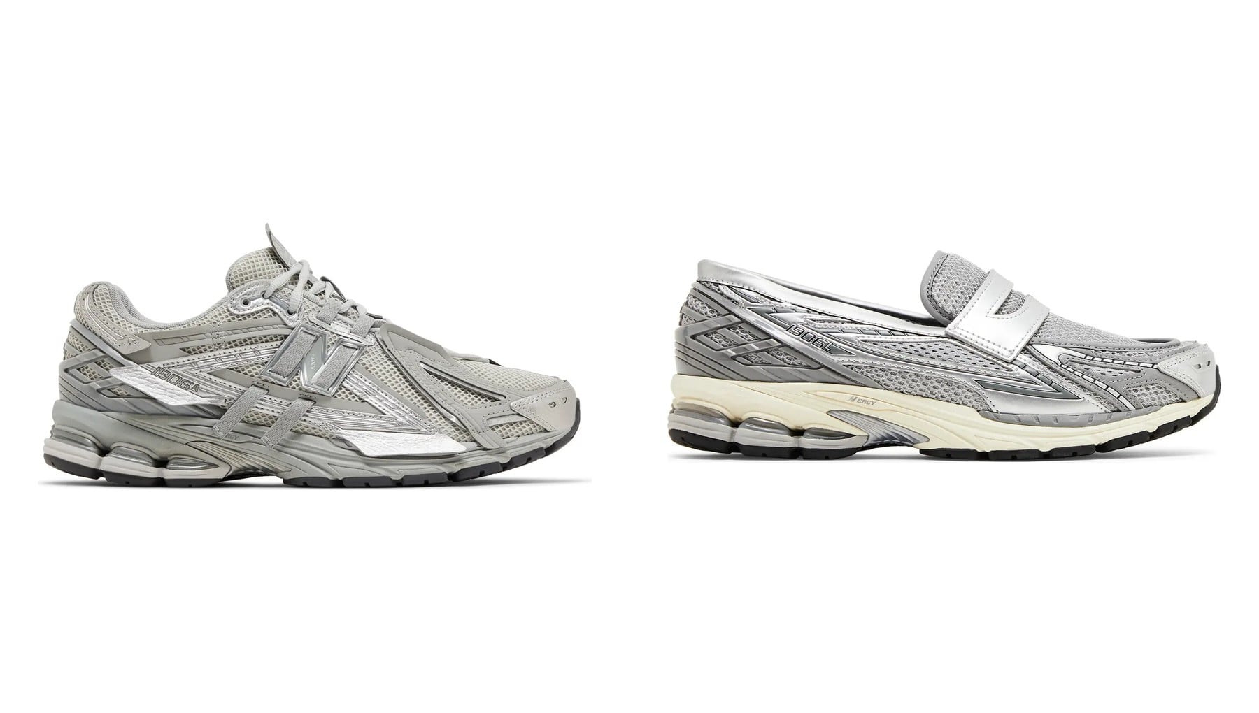 New Balance 1906A Concrete ve 1906L Metallic Silver loafer