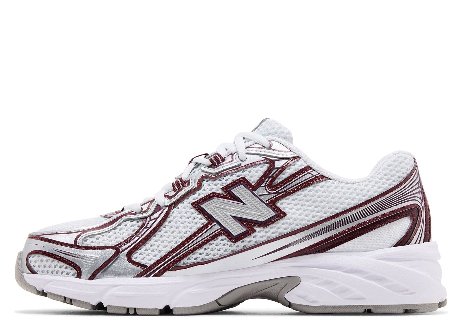 New Balance 740 White Burgundy Silver - görsel 2