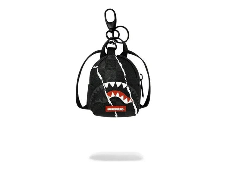 Sprayground Center Rip Revealing Gray Check Backpack Keychain