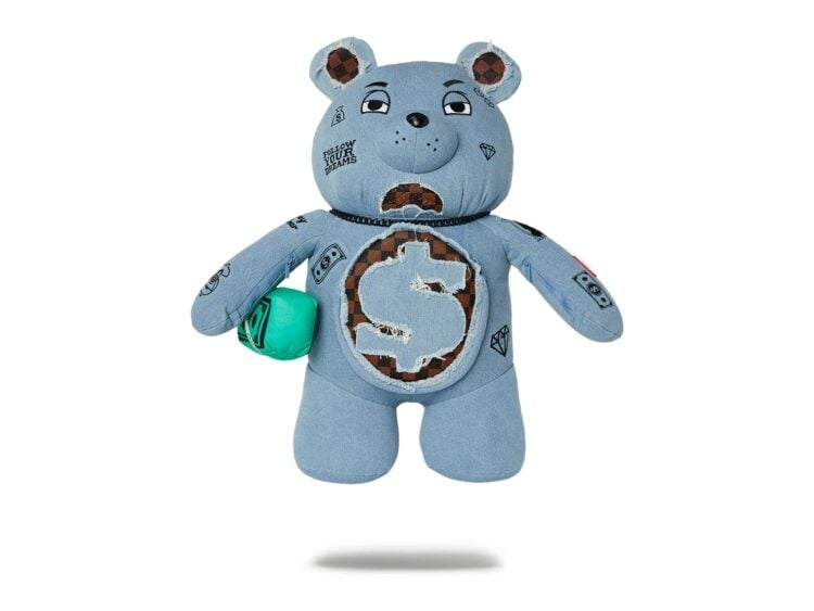 Sprayground Denim Shark Moneybear Teddy Bear