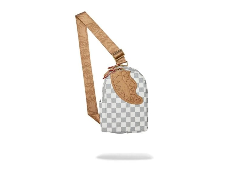 Sprayground Embossed Cream Check Backpack Sling