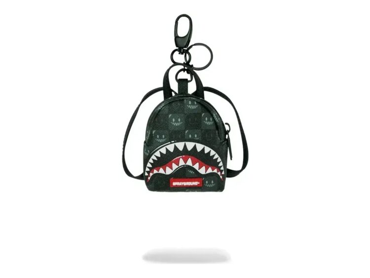 Sprayground Sharks in Paris WTF Bubbly Black Check Backpack Keychain