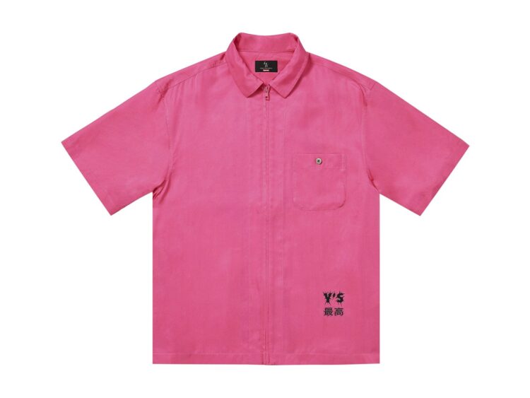 Supreme x Ys Silk Zip Up Short-Sleeve Shirt Pink