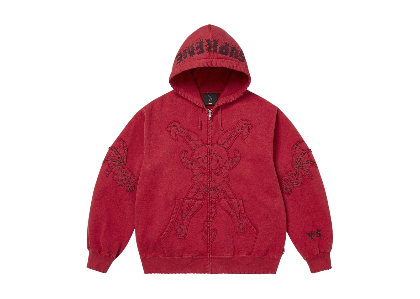 Supreme x Ys Zip Up Hooded Sweatshirt Washed Red
