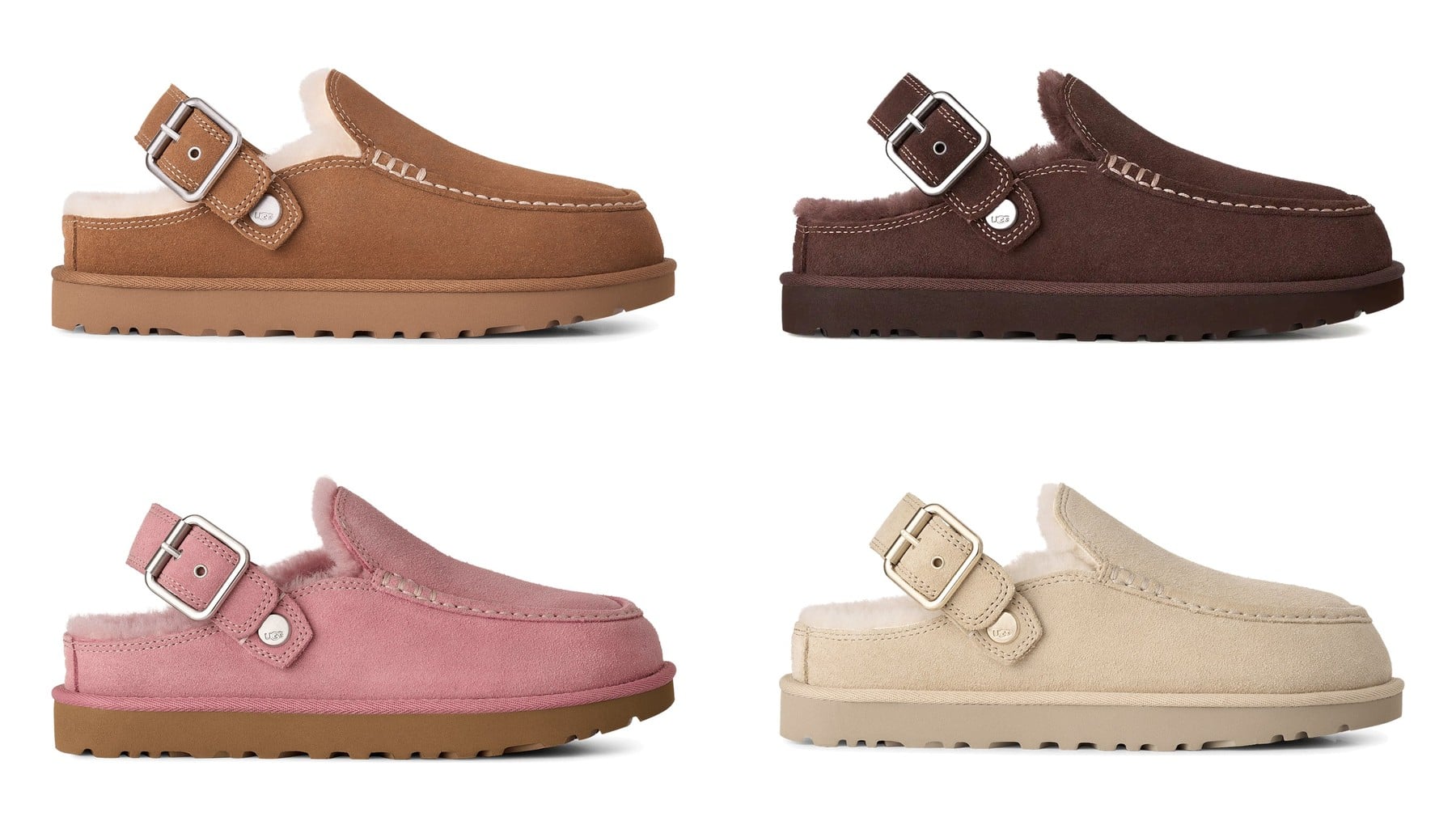 UGG Goldenstar Evelina Clog Chestnut Burnt Cedar Dusty Orchid Sand Castle renkleri