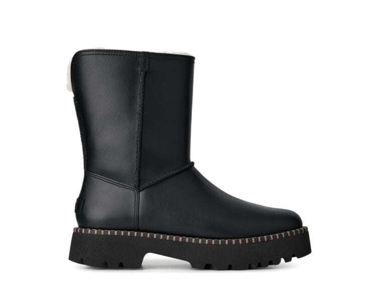 UGG Uptowner Short Leather Boot Black Leather (W)