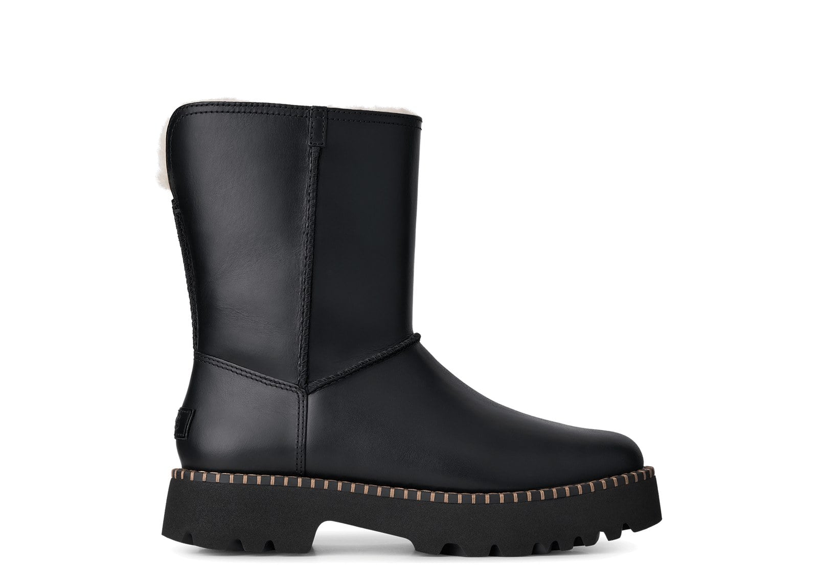 UGG Uptowner Short Leather Boot Black Leather (W)