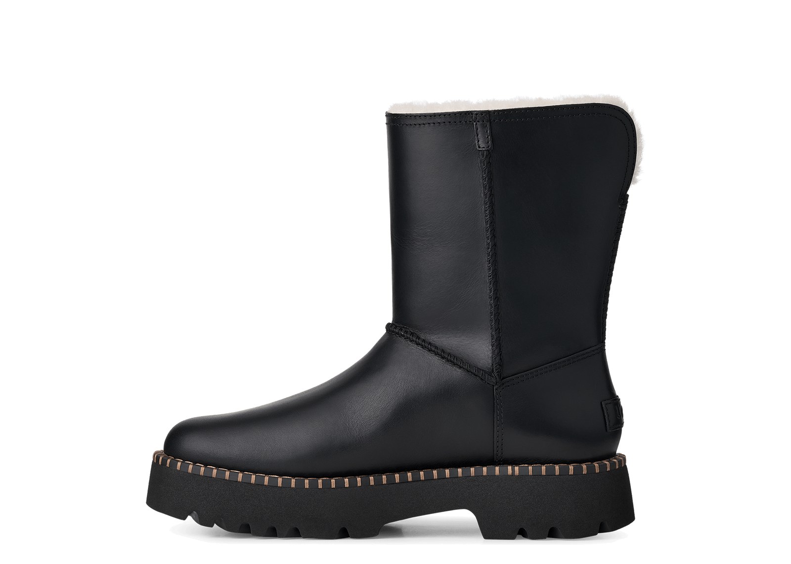 UGG Uptowner Short Leather Boot Black Leather (W) - görsel 2