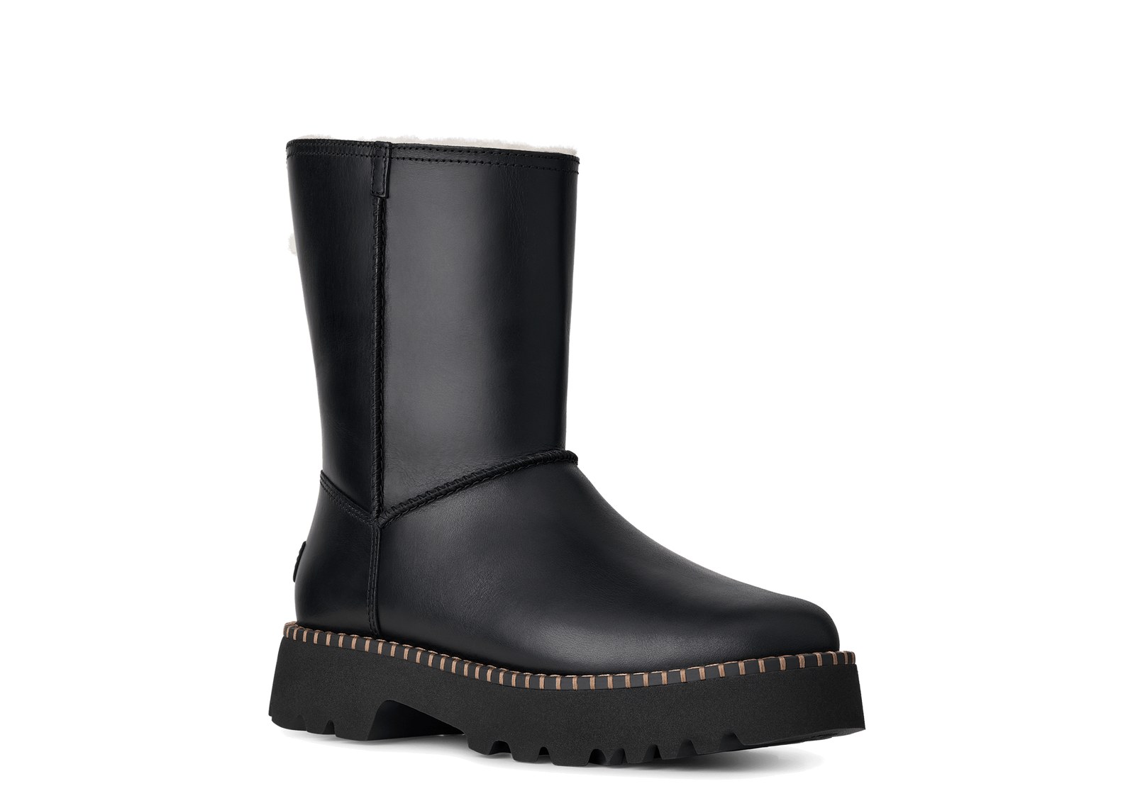 UGG Uptowner Short Leather Boot Black Leather (W) - görsel 5