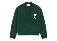 Ami Paris Ami De Coeur Alpaca Cardigan Bottle Green/Ecru