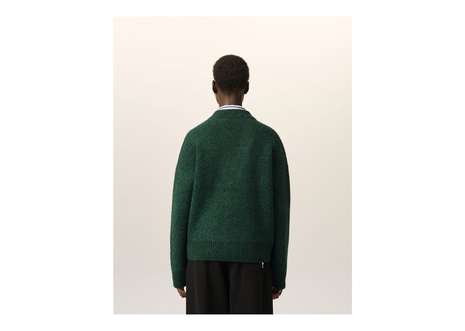 Ami Paris Ami De Coeur Alpaca Cardigan Bottle Green/Ecru - görsel 11