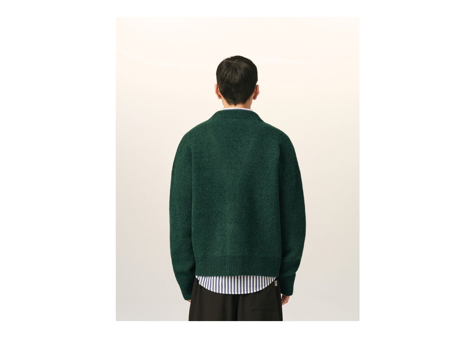 Ami Paris Ami De Coeur Alpaca Cardigan Bottle Green/Ecru - görsel 5