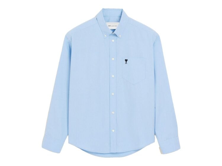 Ami Paris Ami De Coeur Boxy Cotton Shirt Cashmere Blue