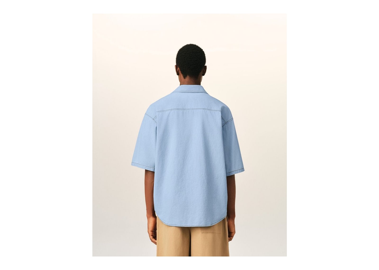 Ami Paris Ami De Coeur Boxy Cotton Short-Sleeve Shirt Cashmere Blue - görsel 5