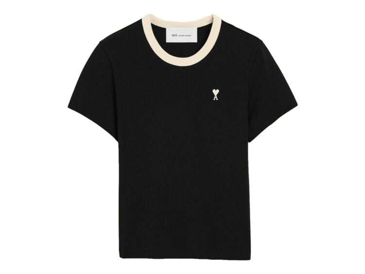 Ami Paris Ami De Coeur Contrasted Cotton T-Shirt Black/Ivory (W)