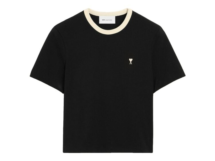 Ami Paris Ami De Coeur Contrasted Cotton T-Shirt Black/Ivory