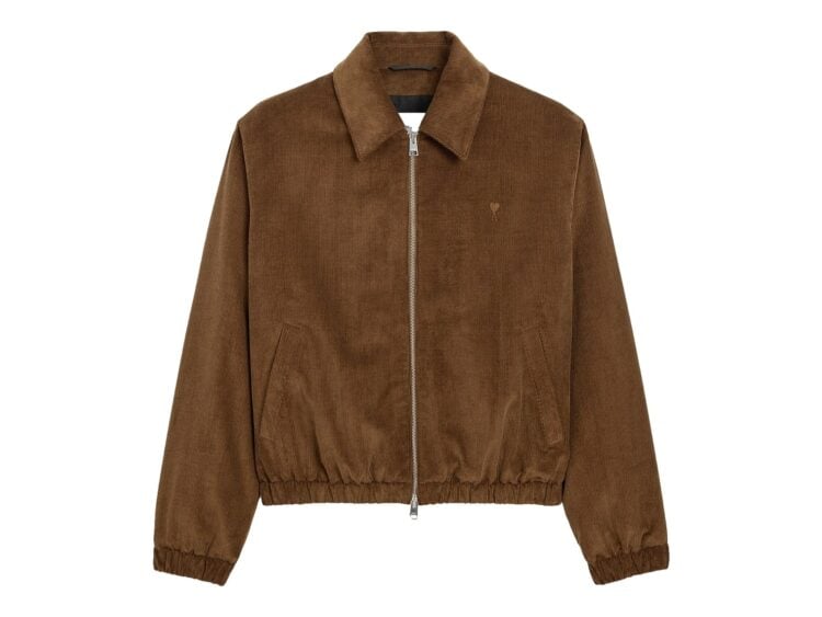 Ami Paris Ami De Coeur Corduroy Cotton Padded Jacket Chocolate Brown