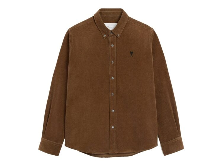 Ami Paris Ami De Coeur Corduroy Shirt Chocolate Brown