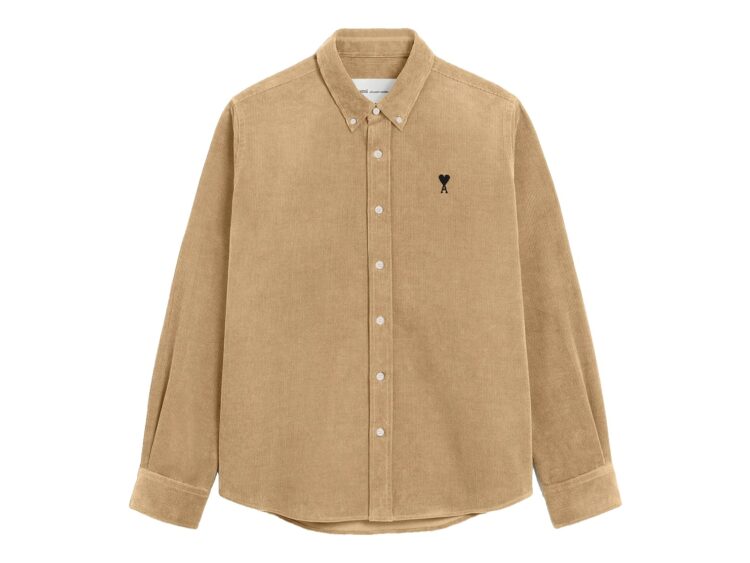 Ami Paris Ami De Coeur Corduroy Shirt Mastic Beige