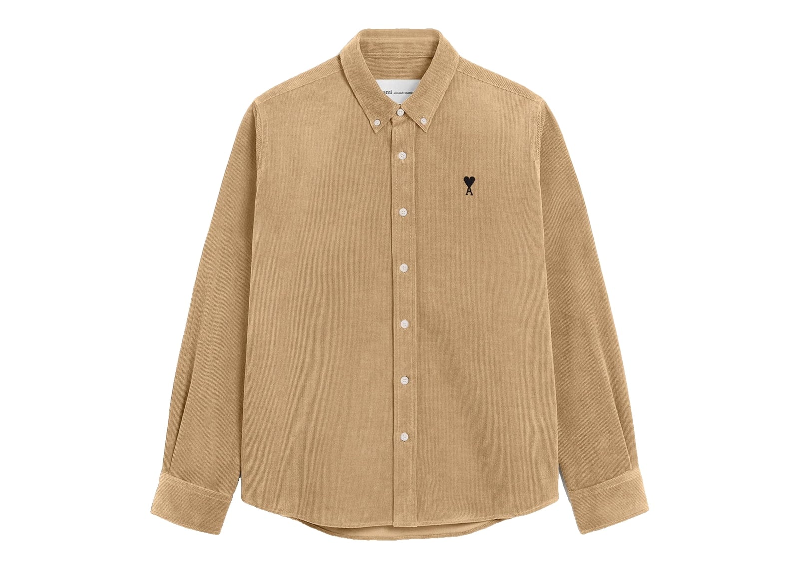 Ami Paris Ami De Coeur Corduroy Shirt Mastic Beige