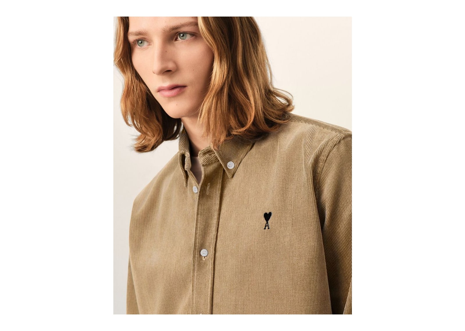 Ami Paris Ami De Coeur Corduroy Shirt Mastic Beige - görsel 4